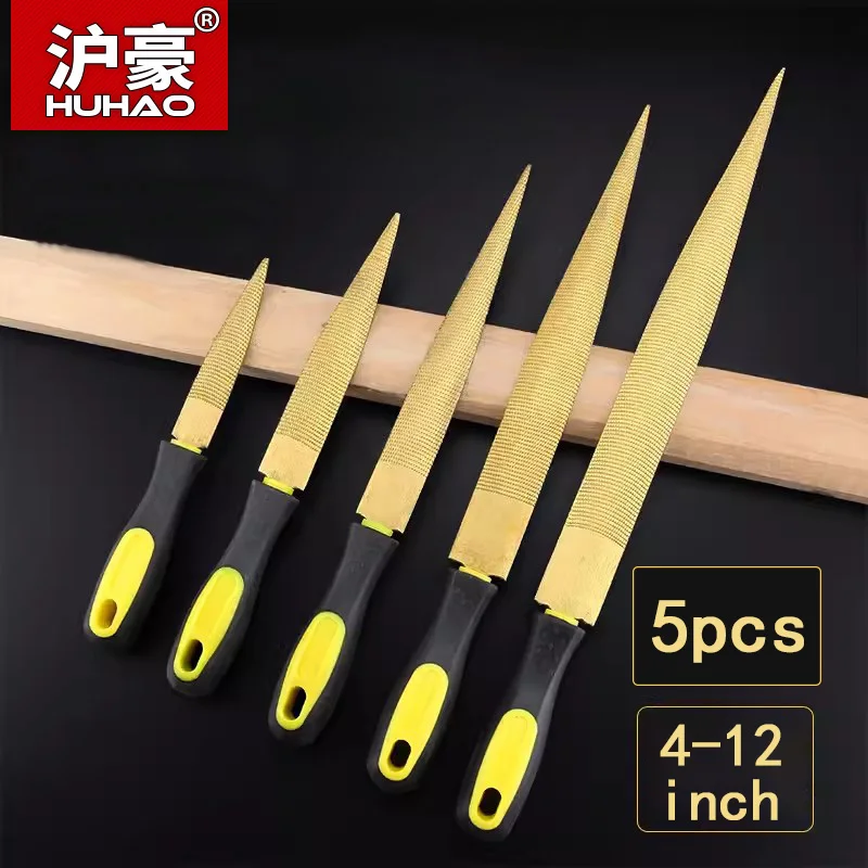 

HUHAO 1/5psc Wood Rasp File with Rubber Handle 6 to12Inch Coarse-Teeth Mini Rasp Grinding Polishing Woodworking Hand Tools