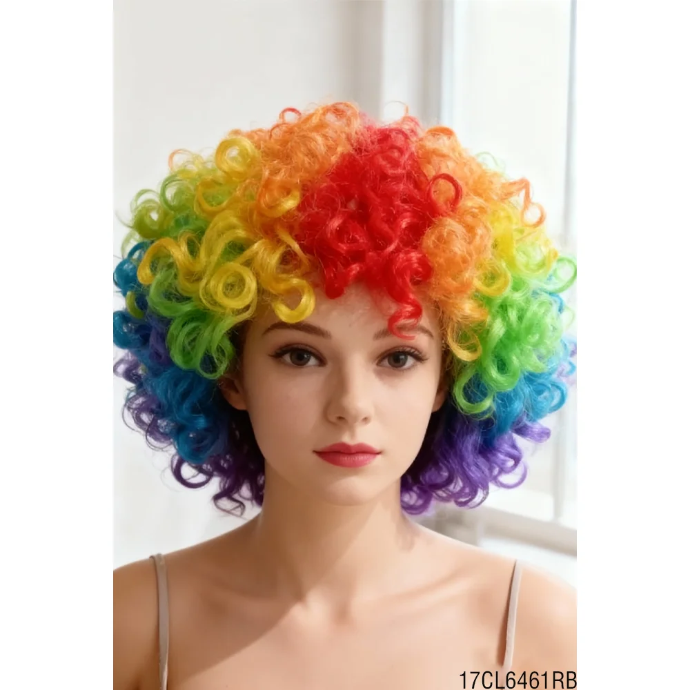 PESENAR This Is a Colorful Clown Curly Hair Wig Multicolor Hair Suitable for Clown Party and Cosplay