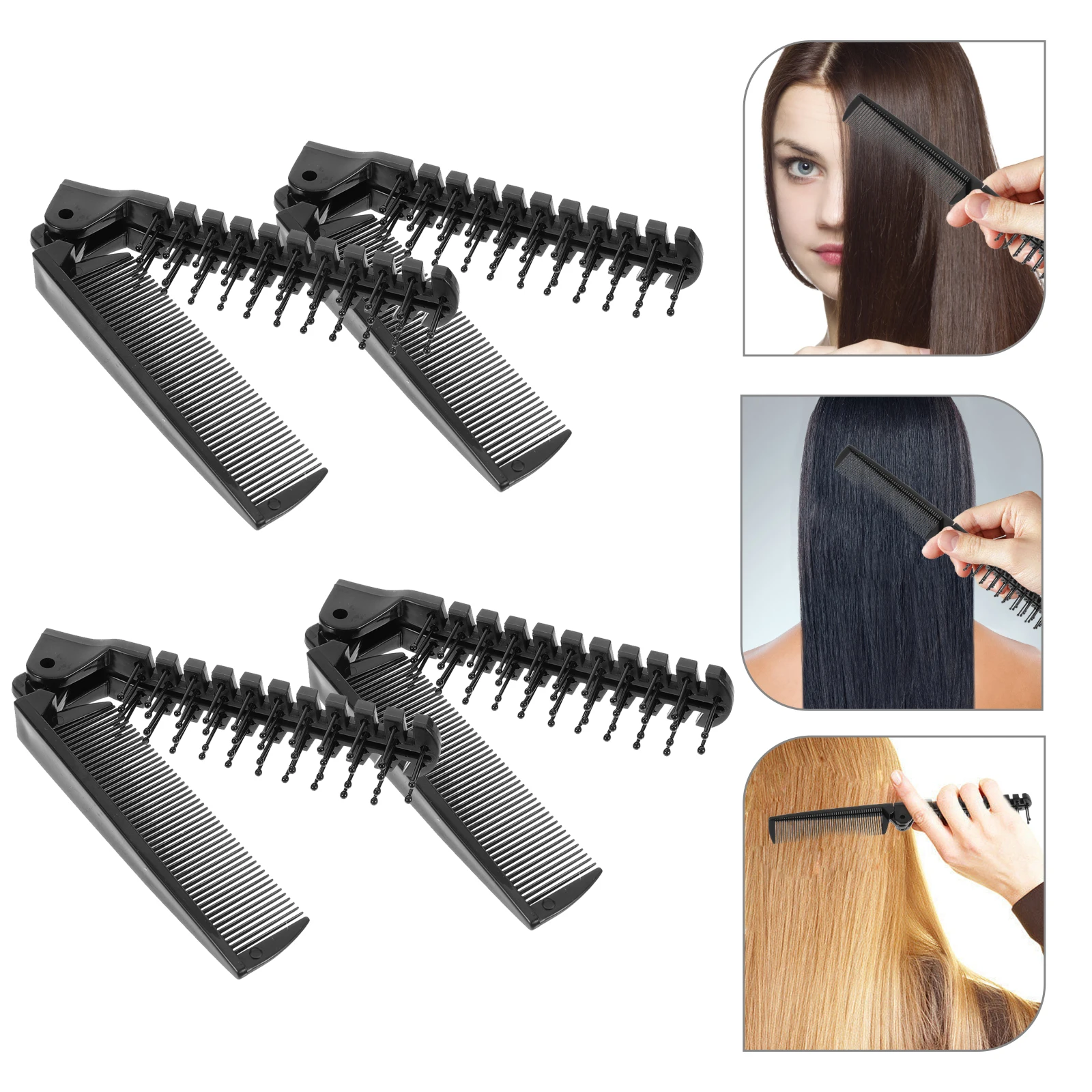 

4Pcs Foldable Hair Comb Lightweight Plastic Portable Outdoor Travel Compact Brush for Purse EasyCleaning Durable Smooth