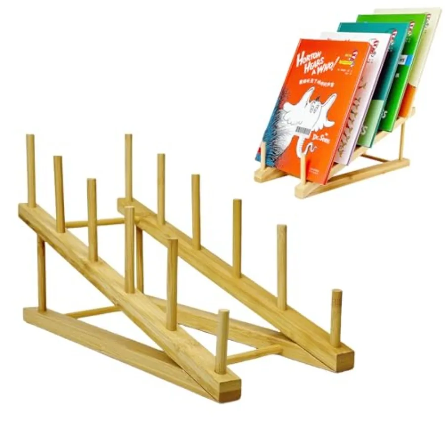 

Book Display Stand Holder, 5-Tier Wooden Plate Rack Organizer For Vendors Craft Trade Shows, Tabletop Display Stand For Magazin