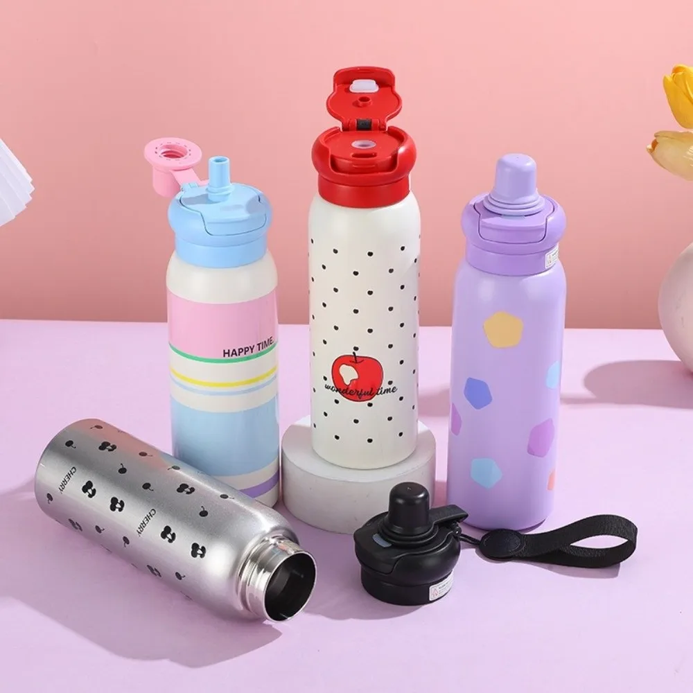 

650ml Stainless Steel Thermal Flask Dual Spout BPA-Free Double Drink Bottle with Straw High-Capacity Sports Water Cup Sports