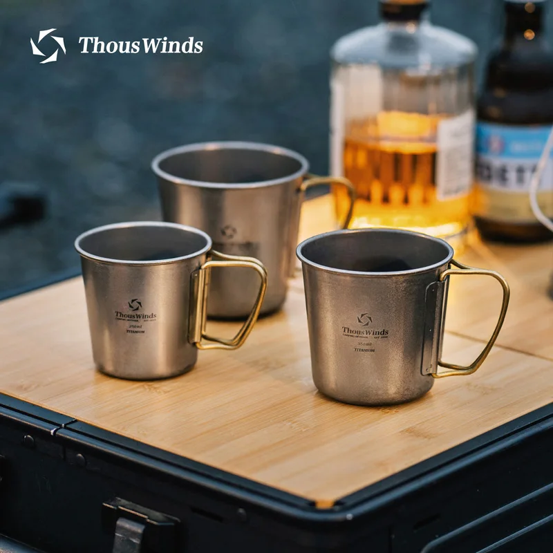 Thous Winds Ti-SINGLE Titanium Camping Cup Outdoor Mug Tableware Set Lightweight TA1 Titanium Cup Kettle Hiking Camping Supplies