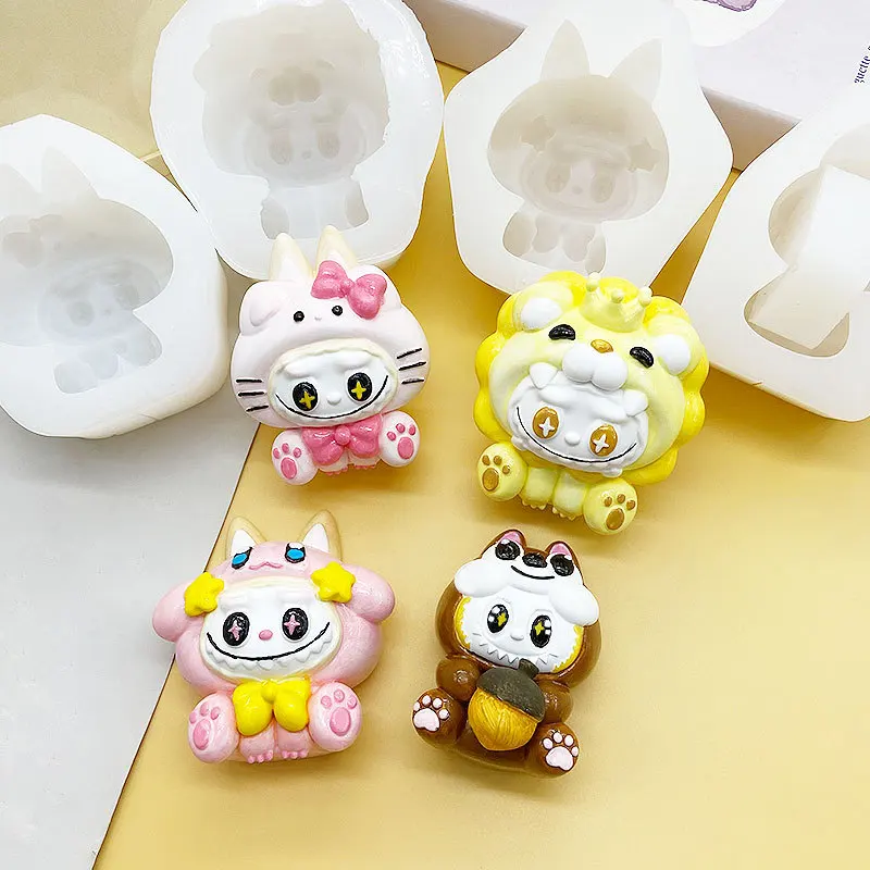 

3D Cartoon Lion Rabbit Bear Doll Silicone Molds DIY Chocolate Fondant Plaster Soap Epoxy Resin Molds Cake Decorating Tools