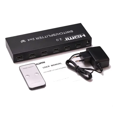 4K 60HZ HDMI 2.0 2x4 Switch Splitter 3D Switcher Video Converter Adapter SPDIF Audio 2 In 4 Out for Mi Box XBOX PS3 PS4 PC To TV