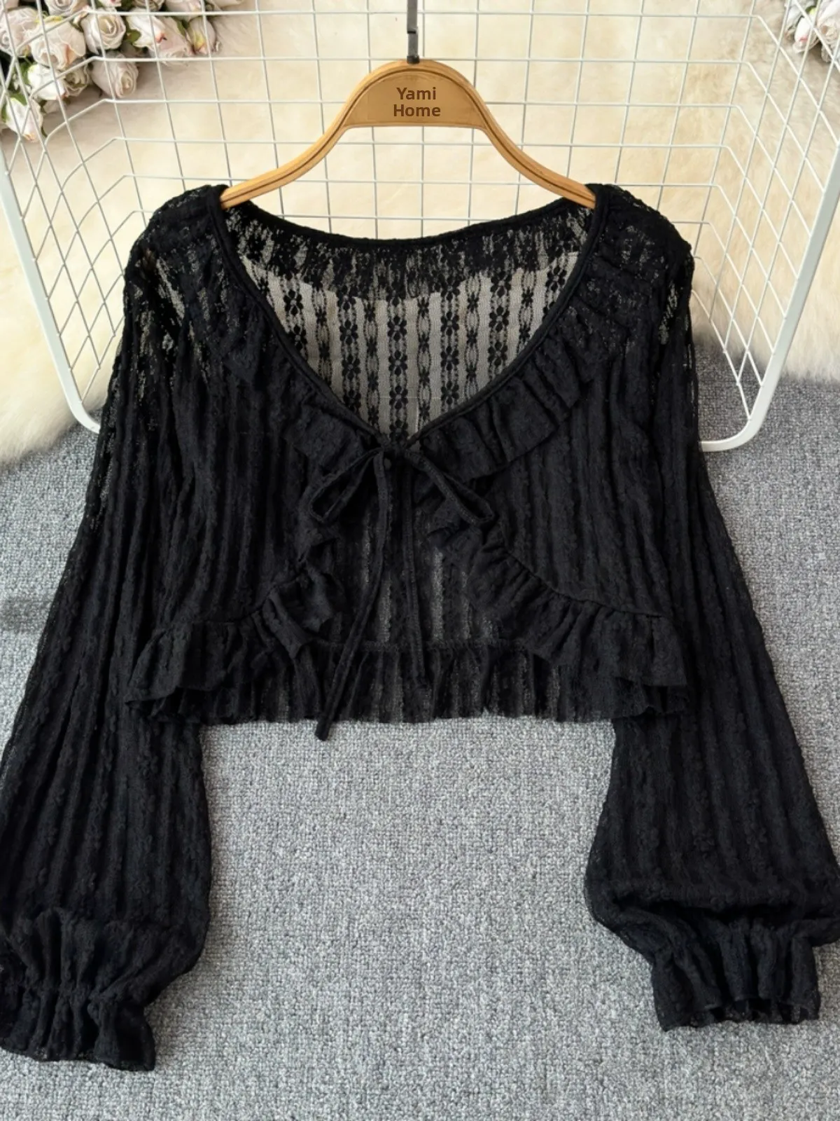 كارديجان دانتيل مفتوح للنساء، فساتين صيفية بحمالات، ملابس خارجية رقيقة، شال بحزام، قميص مكيف هواء قصير، طبقة خارجية خفيفة