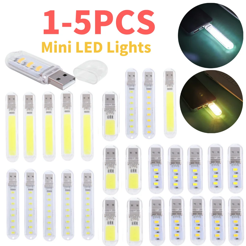 

1-5PCS USB Reading Book Lamp LED Mini Portable Book Light DC5V Ultra Bright 3/8LEDS Lights For Power Bank PC Laptop Notebook