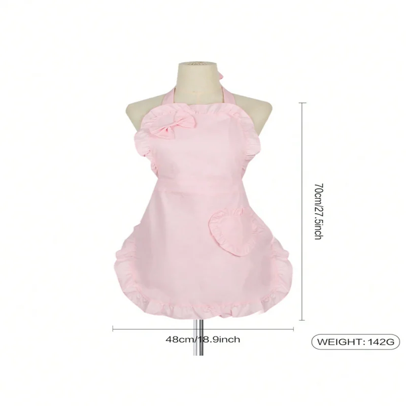 1pc Love Heart & Bowknot Design Waterproof & Oil-Proof Princess Apron, Perfect For Stylish Cooking At Hom