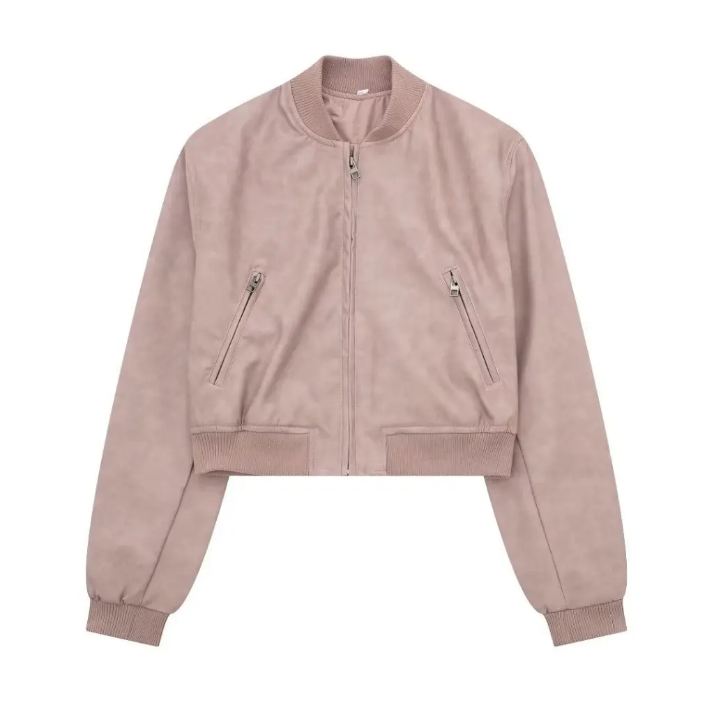

Women's PU Imitation Leather Bomber Jacket Coat Autumn Winter New Style European American Design Fashion D69042