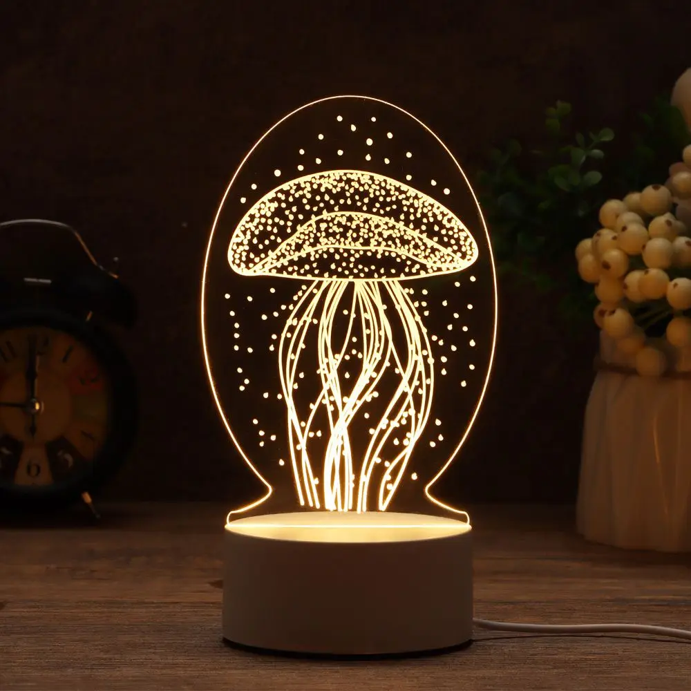 

Сенсорный визуальный домашний декор, подарок на день Святого Валентина, светящаяся настольная лампа, акриловые светодиодные ночники, кролик, сердце, любовь, 3D светодиодный светильник