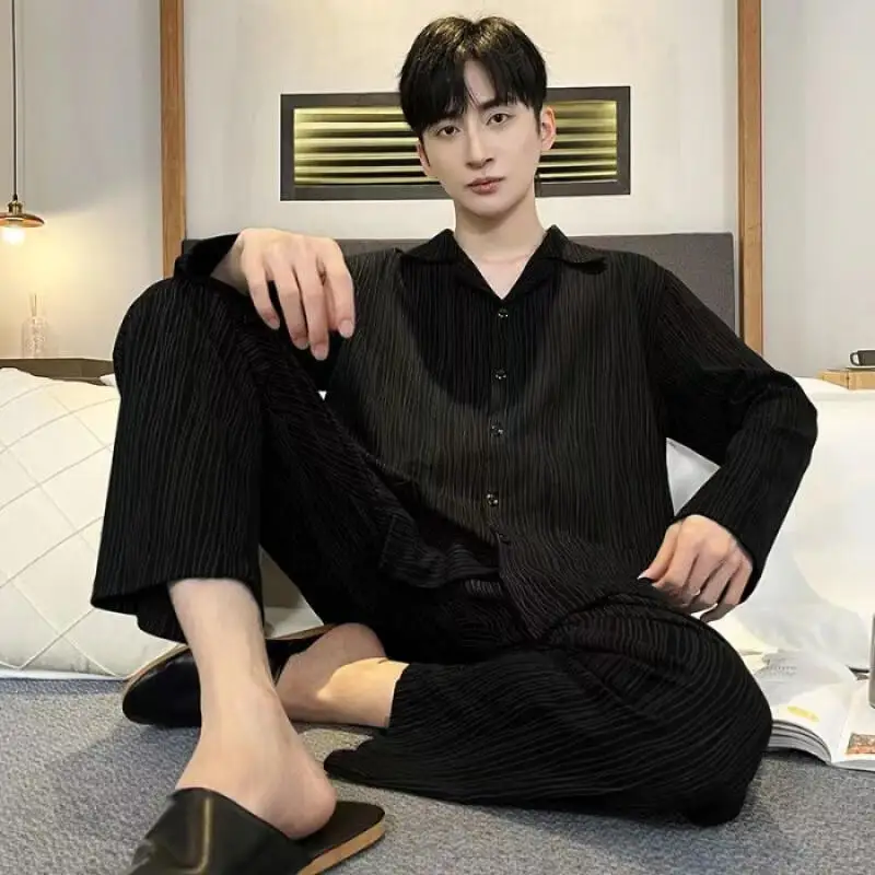 ملابس للرجال Y2K ملابس بيجامات رداء حمام بيجامات رجالية موضة غير رسمية نمط طويل رداء الفانيلا ملابس جديدة للربيع والخريف #2