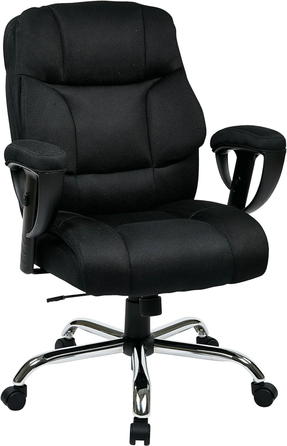 High-Back Big Man's Office Chair Thick Padded Mesh Seat & Lumbar Support 350 lb. Capacity Adjustable Arms & Tilt Control Chrome