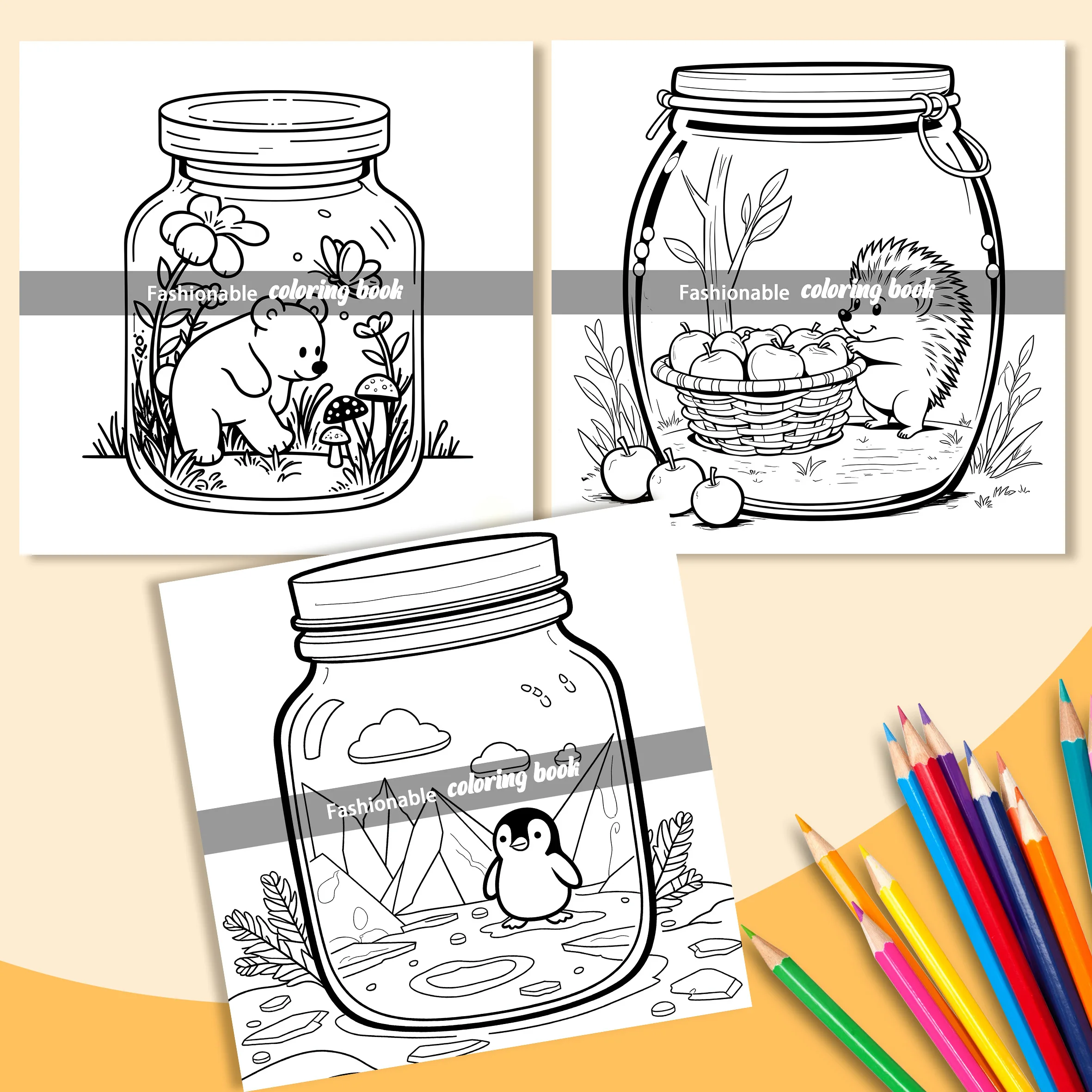 LIFE INSIDE JAR Bold-easy Patterns Coloring Book for Adults Cute Drawing Book Perfect Gift for Party and Birthday