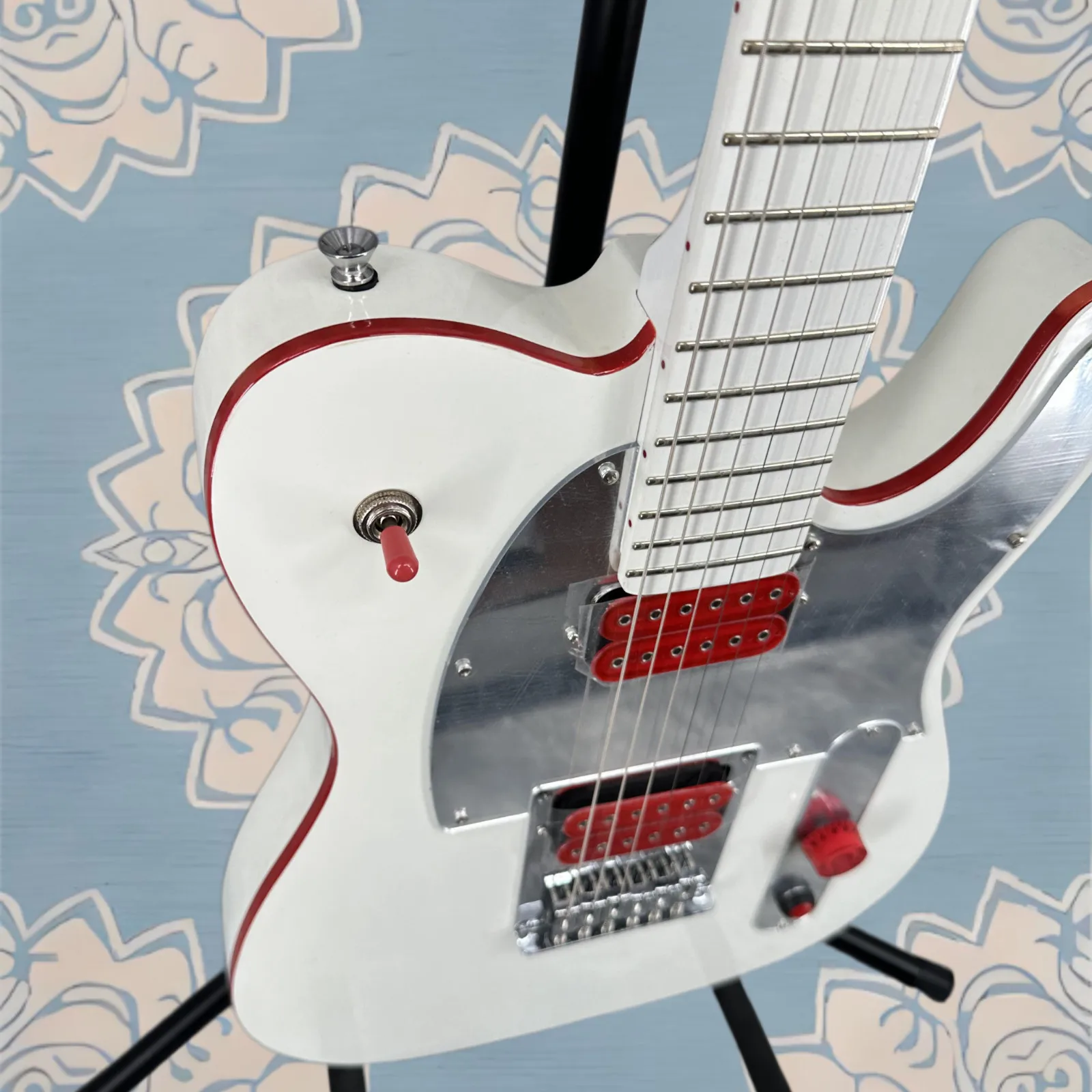 Performance Guitar Neck White Finish Red Trim Binding guitar