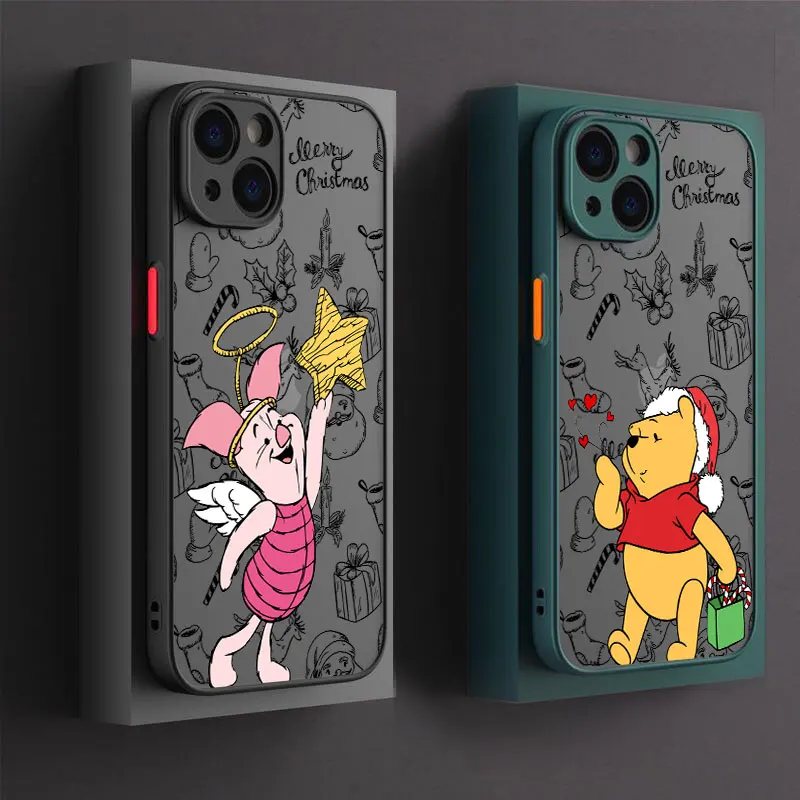 Merry Christmas W-Winnie The Poohs Piglet Phone Case For iPhone 14 15 16 Pro Cover For Apple 11 13 12 Pro Max 7 8 16 Plus Fundas