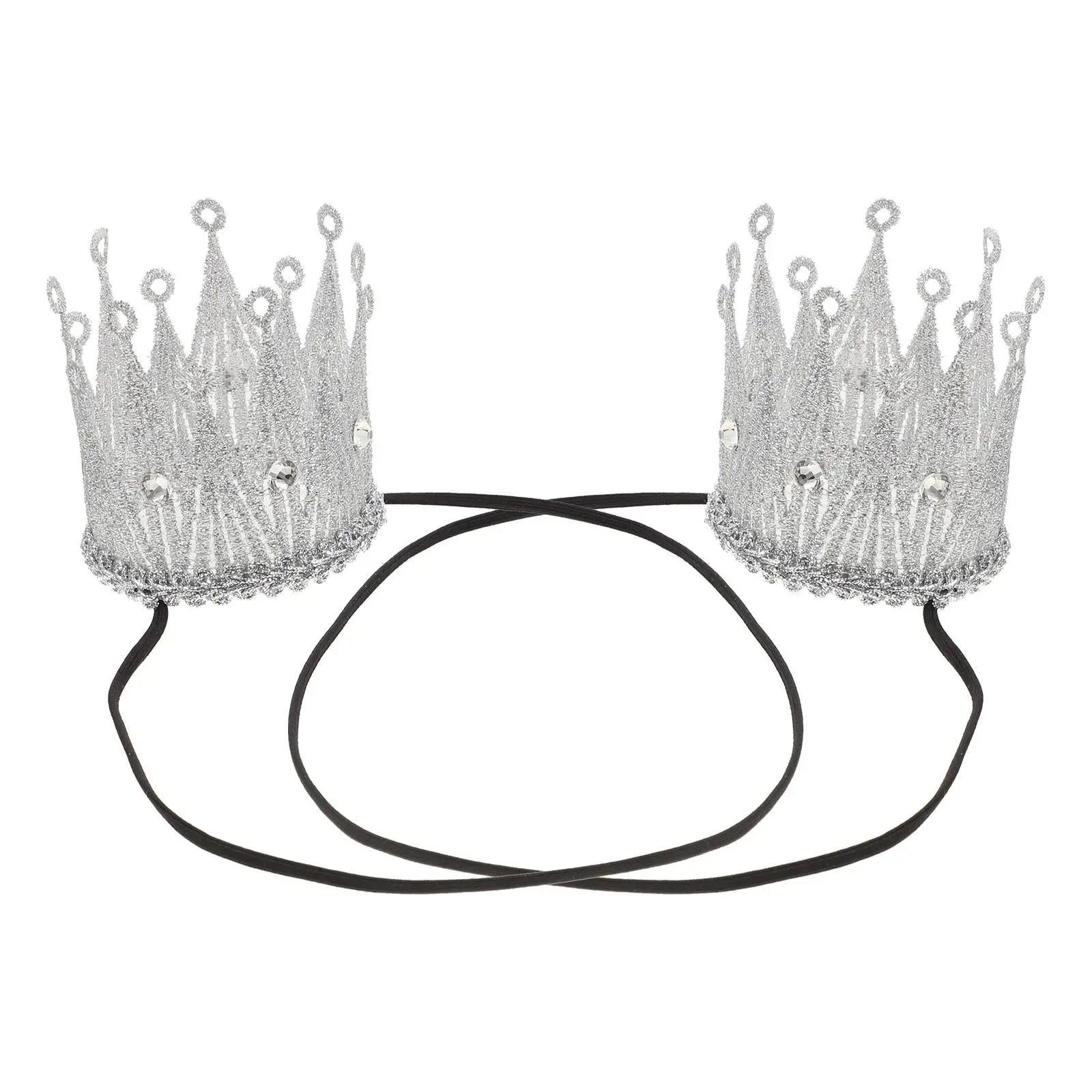 Accesorio de disfraz para fiesta de cumpleaños, coronas, tela de juguete, brillo brillante, ligero y cómodo, 2 uds.