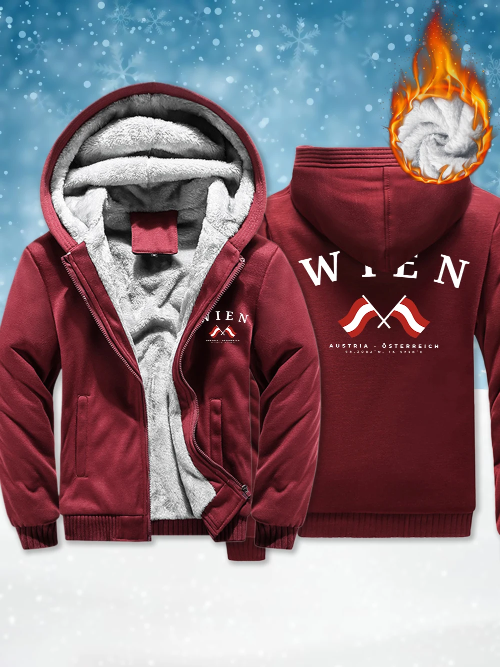 

Мужская верхняя одежда на молнии с принтом винской Австрии, зимние утепленные утепленные пальто, флисовые теплые ветрозащитные куртки, удобные мужские топы