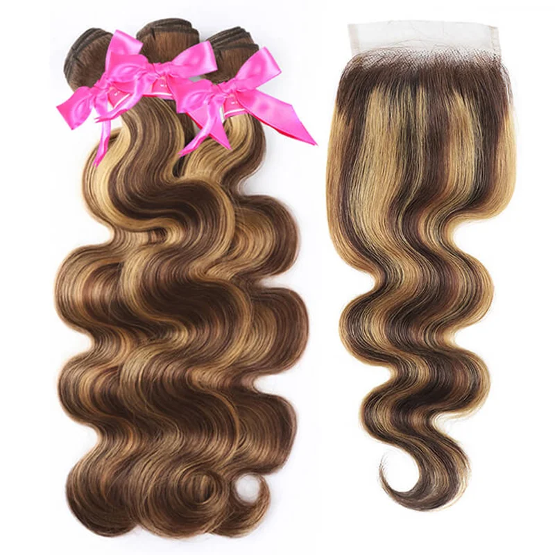 

Double Drawn Hair Bundles with Closure 4x4" Unprocessed Virgin Human Hair Straight Peruvian Hair Bundle with Closure