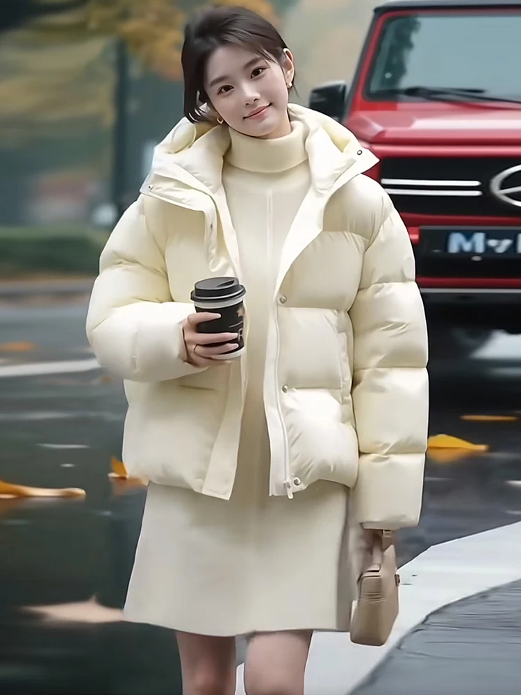 

ort Cotton Jaet Women's Winter New Sle Super Thi Hooded Versatile Trendy Design Korean Loose Fit Long Sve Coat