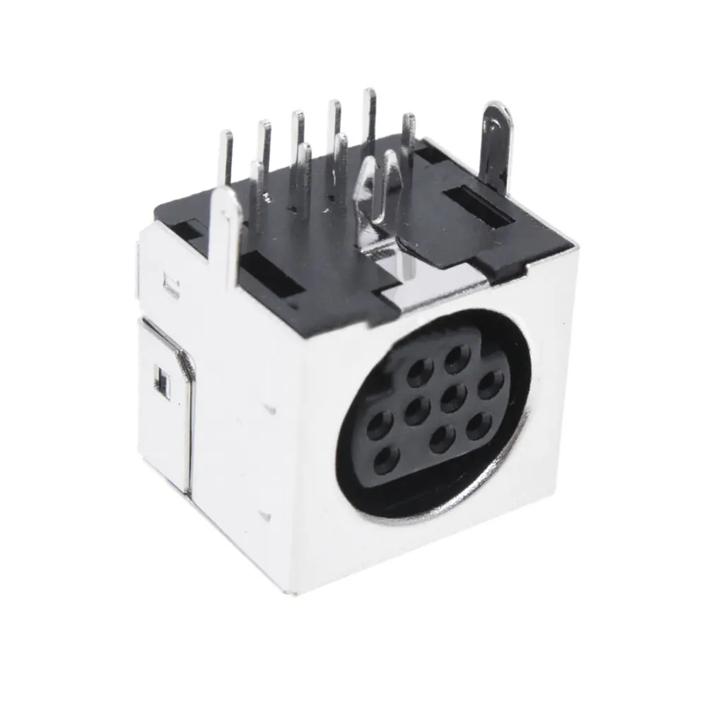 YUXI 9 Pin Mini DIN Female Jack Terminals 90 Degree / Right Angle PCB Panel Mount 9Pin Mini DIN Jack Socket Chassis