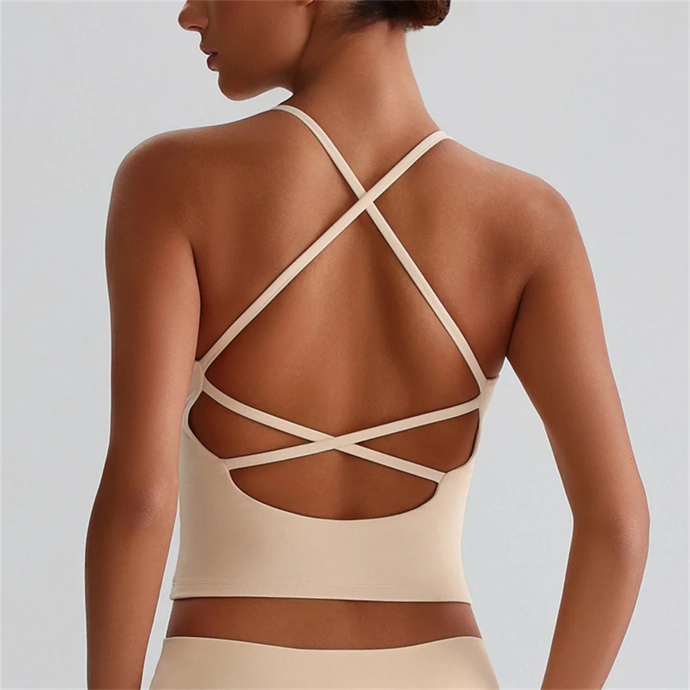 

Сексуальный облегающий спортивный топ с маслом, женский фитнес-бюстгальтер с перекрестной спиной, тренажерный зал, плечевой ремень, нижнее белье, жилет для йоги, нагрудник, полиэстер + спандекс