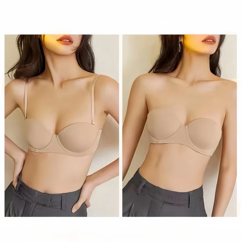 Bra tanpa kelim untuk wanita, pakaian dalam wanita Cup 1/2, Bra Push Up, Bra Padded nyaman, Brassiere tidak terlihat, Lingerie seksi sederhana