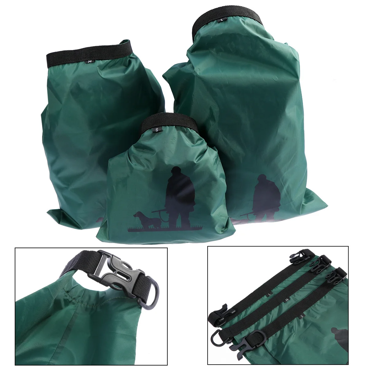 

3Pcs Waterproof Dry Bag Storage Set 15L 25L 35L Nylon Roll-Top Compression Camping Boating Kayaking Rafting Fishing