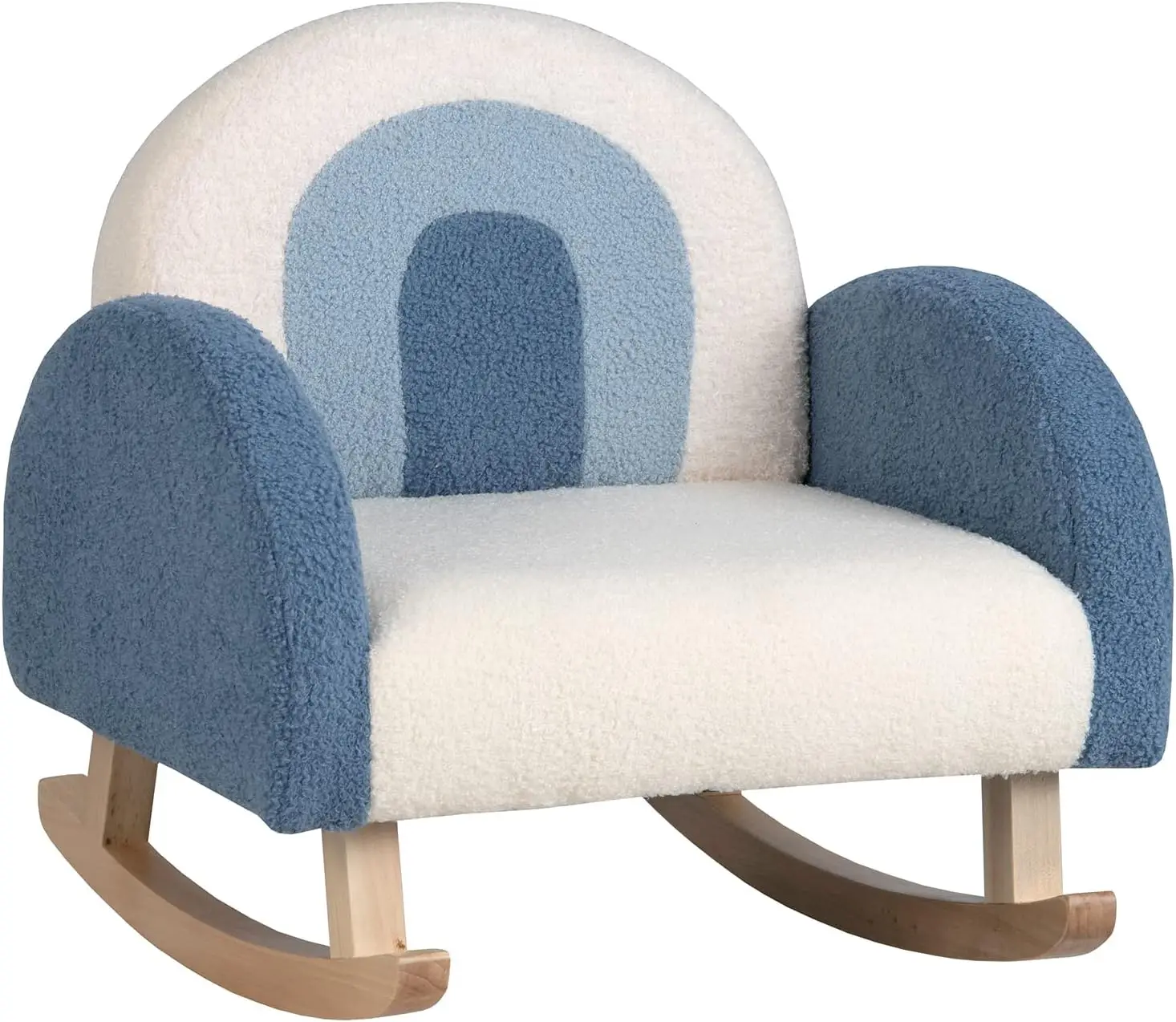 Kids Blue Rocking Chair,Plush Fabric, Anti-Tip Design for Kids Room, Nursery, Playroom, Birthday Gift  Furniture