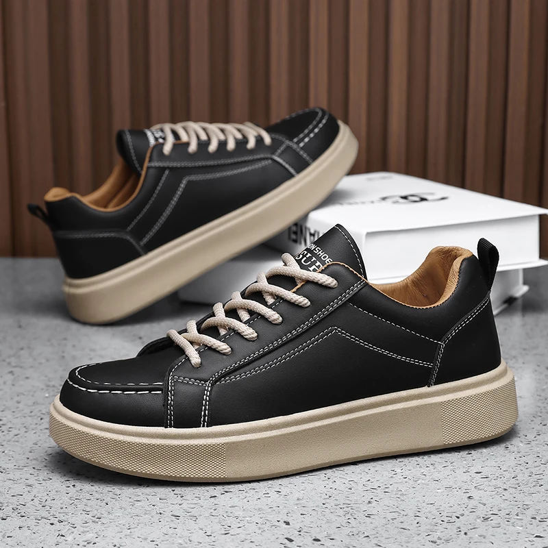 الجلود الاتجاه الرجال حذاء كاجوال منصة أحذية رياضية ناعمة في الهواء الطلق تنفس أحذية رياضية خفيفة الوزن زلق احذية الجري أحذية التنس #5