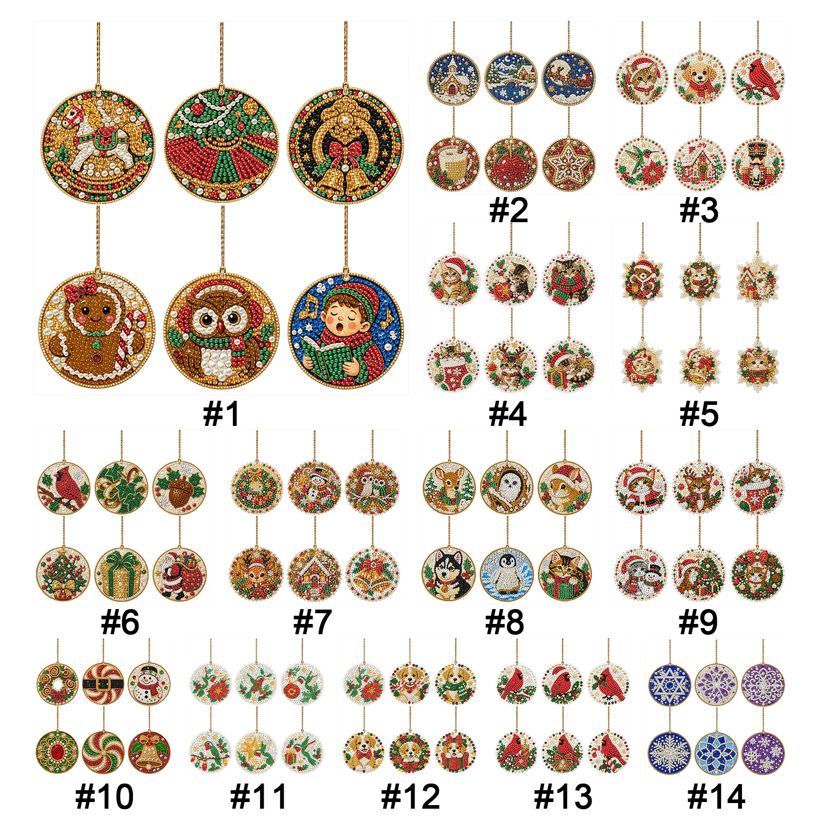 Xmas Resin Art - 6 PCS Xmas Humming birds Diamond