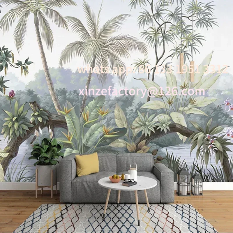 

Customizable Custom Mural Wallpaper 3D Retro Pastoral Rain Forest Art Wallpaper Living Room TV Sofa Background Wall Painting Pap