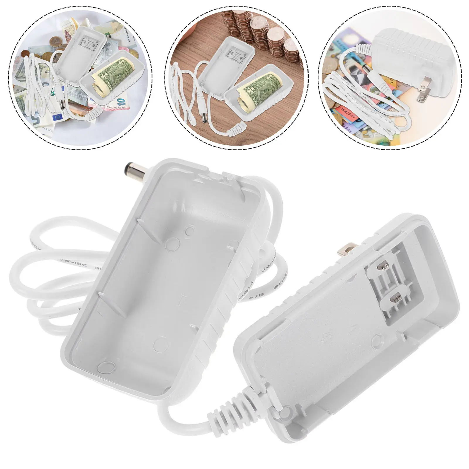 

Simulated Charging Plug Hidden Storage Box Realistic Fake Charger Secret Compartment for Cash Jewelry USB Drives Home Office