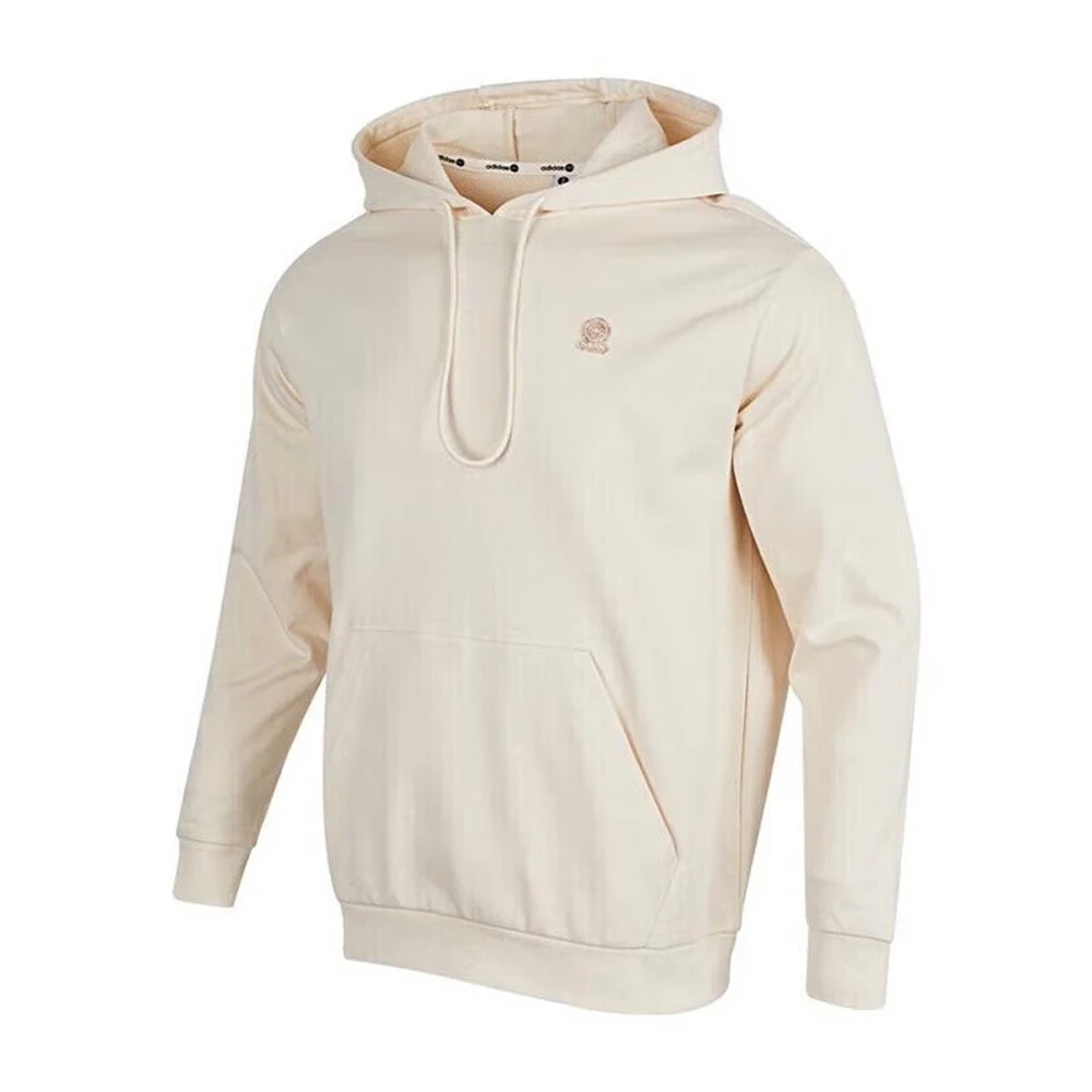 

Бежевая толстовка Adidas NEO Series — деталь логотипа бренда, мягкая удобная ткань, повседневный стиль для весенне-осенних прогулок