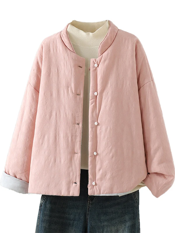 Nuovo cinese Sle Jaet da donna in cotone rosa Bottoni vintage Cappotto invernale bifacciale Cappotto invernale in cotone di piccole dimensioni Autunno Wi...