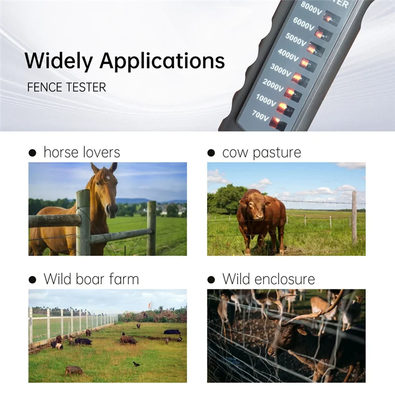 Testeur de clôture électrique AB47-FT-891, 700-8000V, détecteur de tension d'impulsion de clôture électronique, sécurité ultime pour la faune des chevaux et des produits laitiers