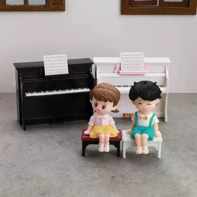 1 Set Dollhouse Miniature Cute Simulated Piano Furniture Model Musical Instruments For Doll House Decor Pretend Play Toys Gift