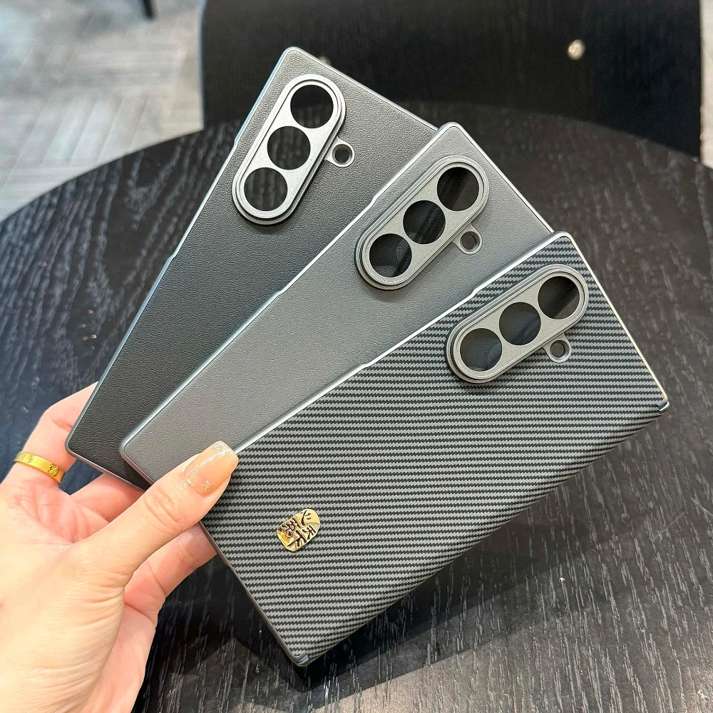 For Samsung Galaxy Z Fold 7 Case Luxury PU Leather carbon fiber Protective Back Cover Case For Samsung Z Fold 7 6 5 4 3 Se Shell