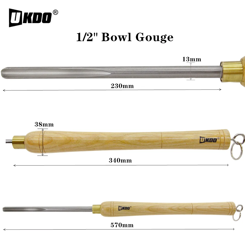 UCDO HSS Wood Turning Chisel Bowl Gouge Woodturning Tools Lathe Accessories with Walnut Handle Hanging Rings for Woodworking