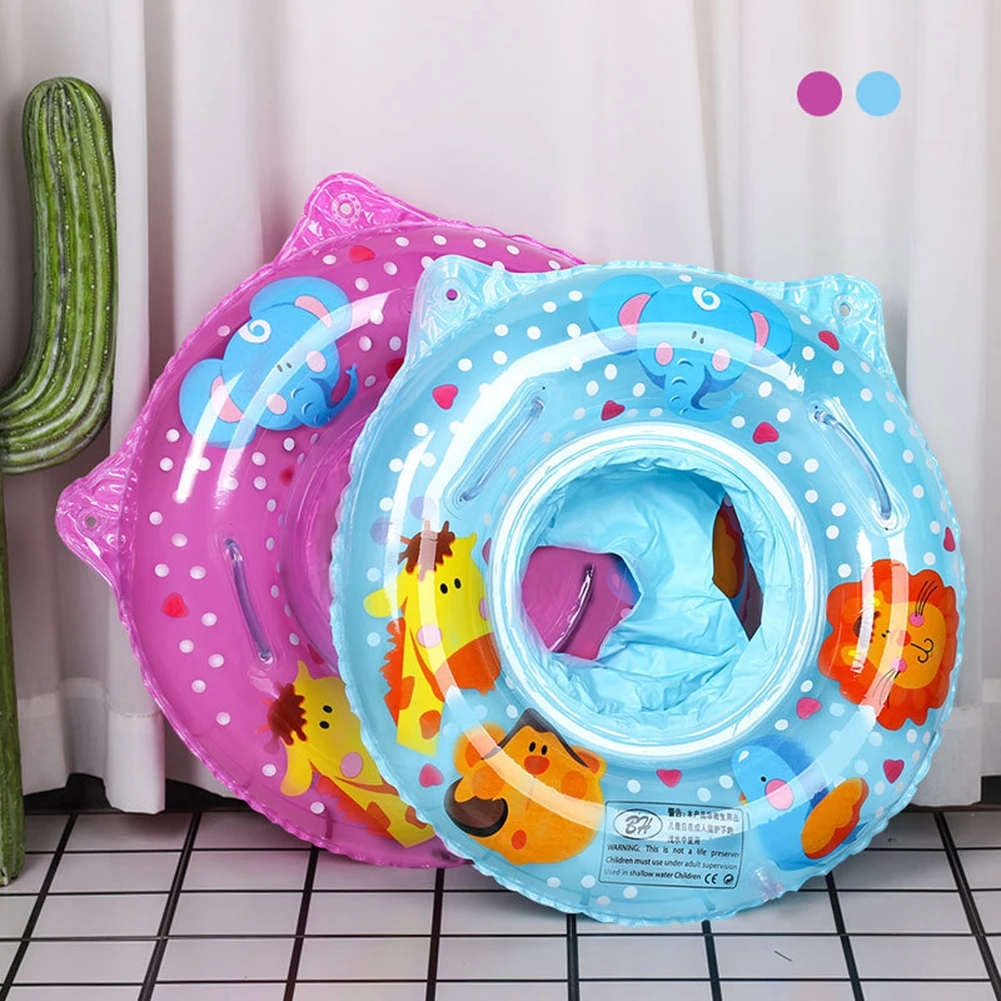 Inflatable Swimming Ring with Handle Swimming Float Seat Ring PVC Cartoon Animals Float Boat Baby Water Sports Toy