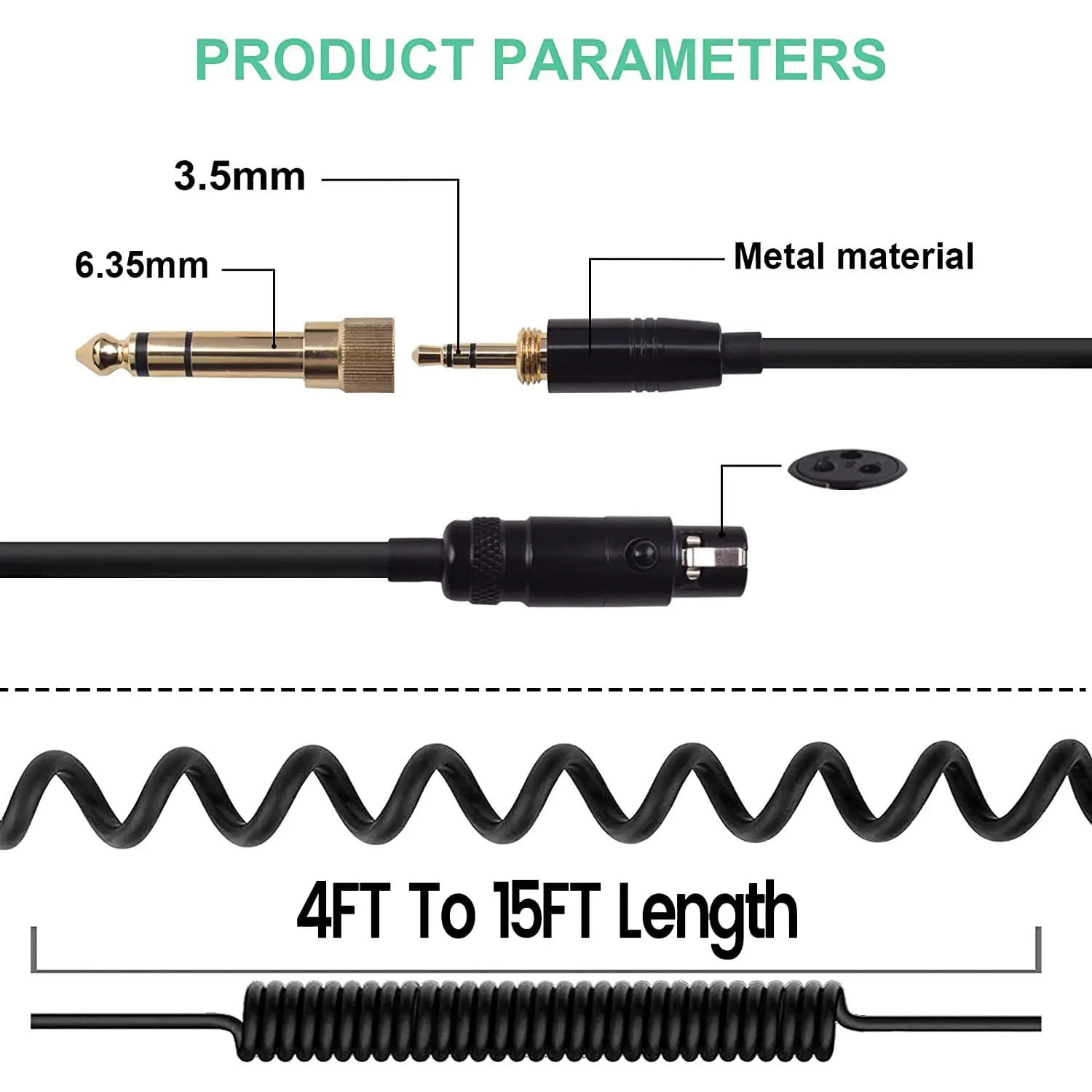 V-MOTA Q701 Cable Cord Compatible with AKG K240/S/MK II, Q701, K702/271s, M220, Pioneer HDJ-2000,5meters/15feet(Black Enclosure)