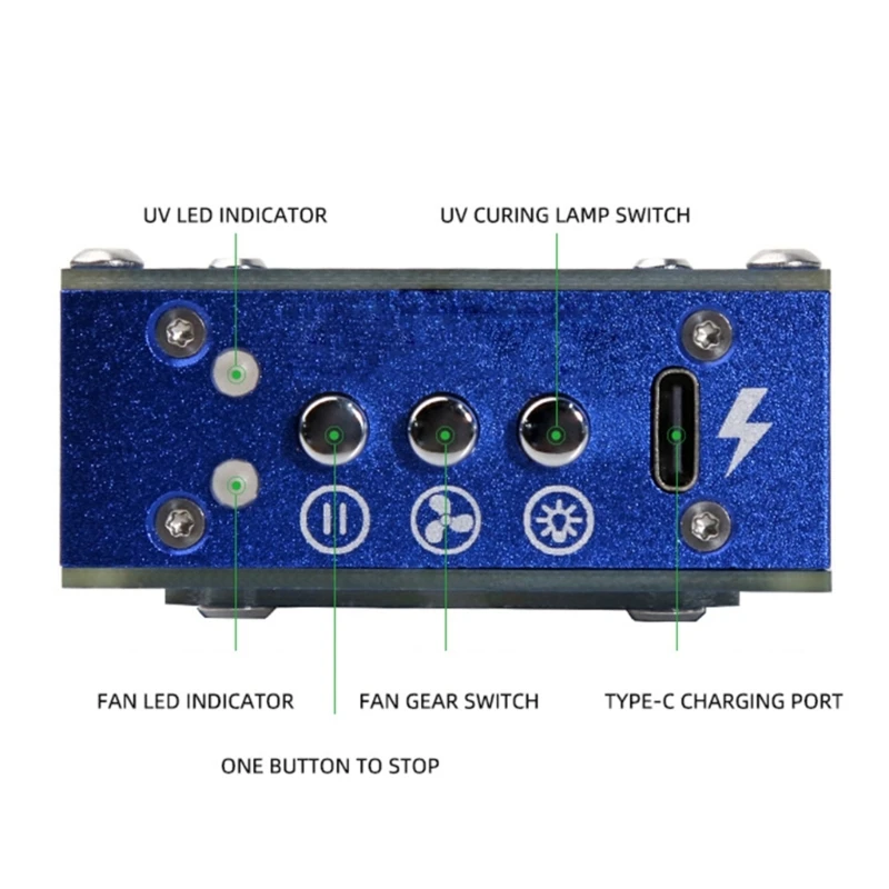 10000rpm Cooling and Curing Fan Quick Heat Dissipation+UV Curing Two In One TypeC 5V/0.80A Quick for Electronics PXPD