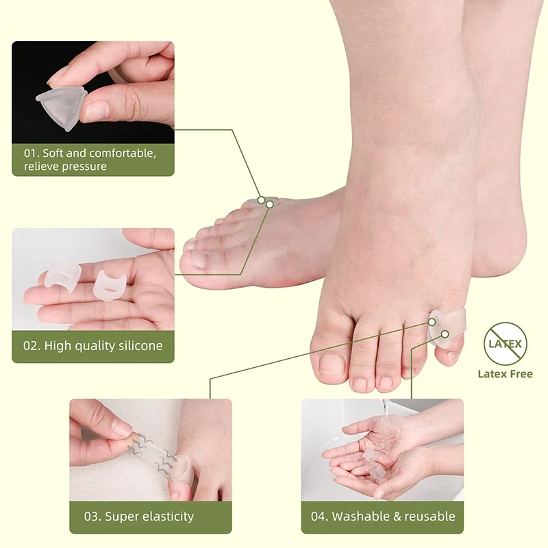 2pcs=1pair Separator Finger Feet Care Protector Silicone Toe Orthopedic Products Bunion Corrector Hallux Valgus For Pedicure