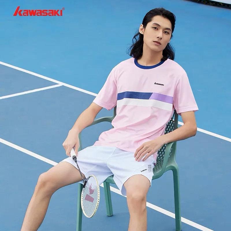 KAWASAKI Badminton Clothing Padel Shirts Man Short Sleeve Professional Badminton Shirt Men\'s Quick Drying Casual Sports Clothing