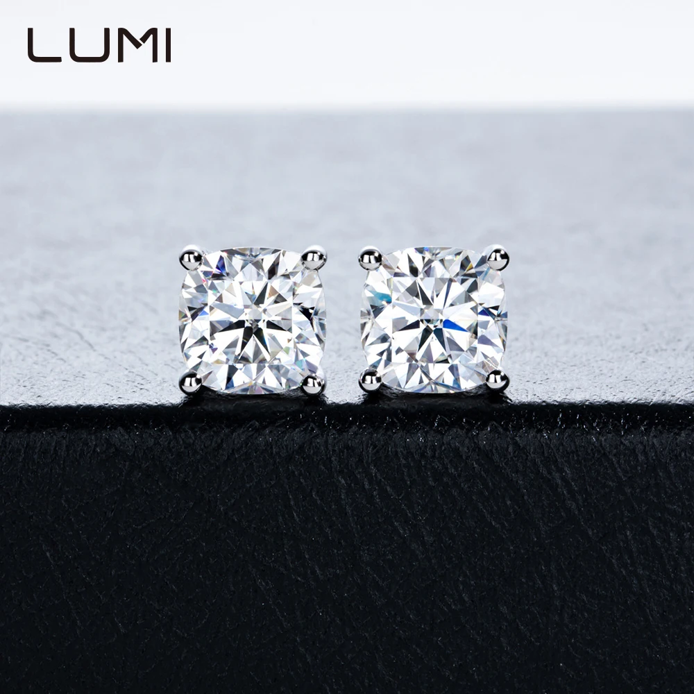 

0.5-3cctw Cushion Shape Moissanite S925 Silver Stud Earrings for Her Beautiful Daily Wear Anniversary Birthday Jewelry Gift