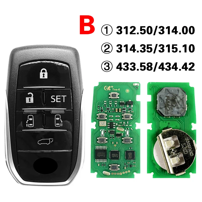 CN007271 Aftermarket Smart Key Remote 8A chip P4:A9 312.50-434.42 BK1EW 231451-0120 61E068-0010 For Toyota Alphard Vellfire