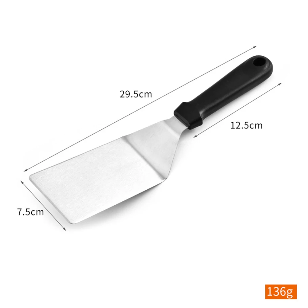 

2pcs Stainless Steel Frying Spatula Pancake Turner Baking Tool Teppanyaki Scraper Cooking Shovel Kitchen Essential