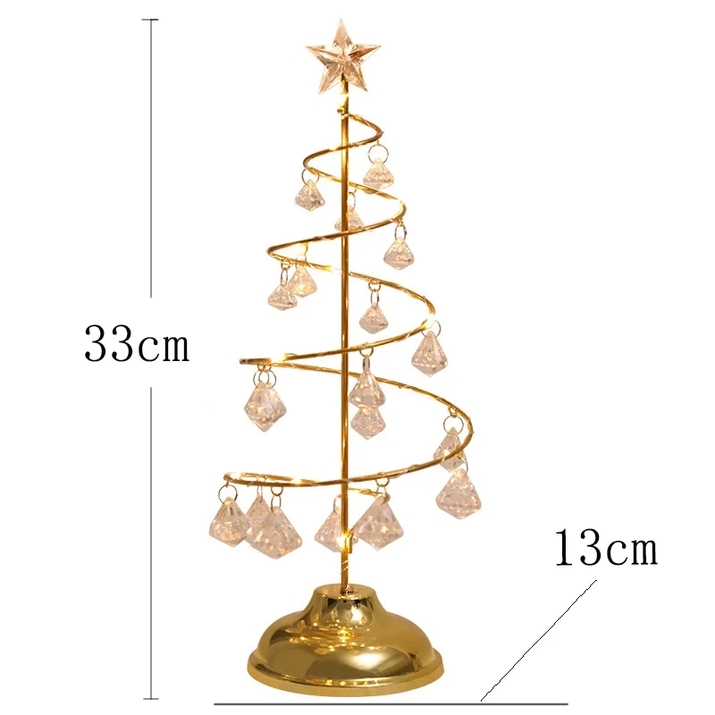 LED Christmas Tree Table Lamp Battery Power Modern Crystal Desk Decor Light Bedroom Living Room Christmas Gift Table Lights