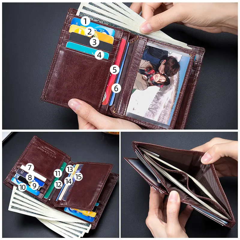 BULLCAPTAIN New Leather Men\'s Wallet Fashion Creative Pattern Wallet Small Mini Card Holder RFID Wallet Men 0204H
