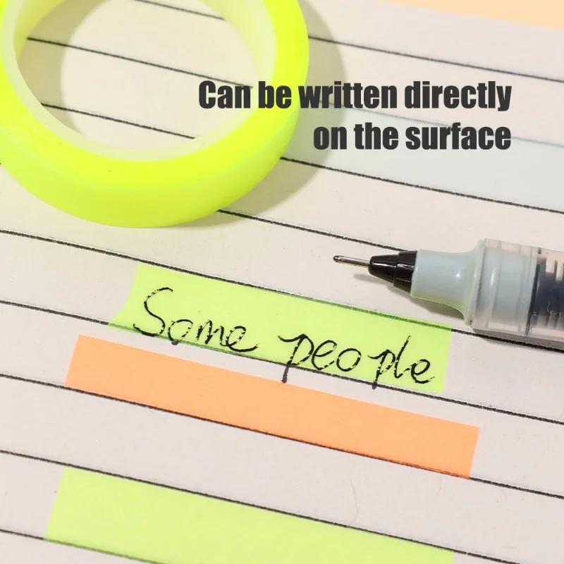 5Rolls Index Stickers Transparent Fluorescent Tape Waterproof Tabs Taking Notes Label Children Gift School Office Adhesive Tape