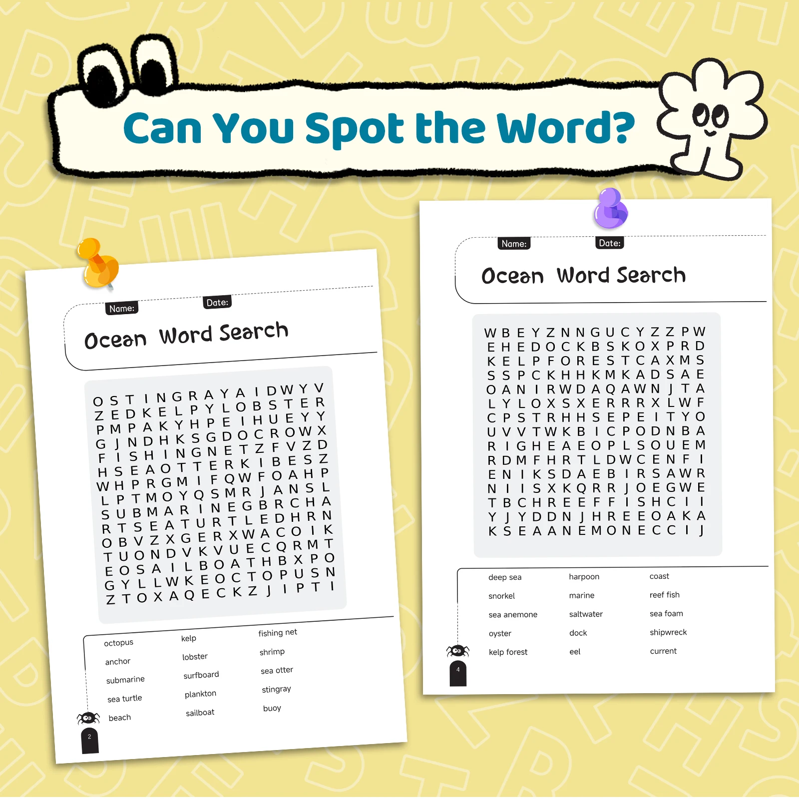 Word Search Games for Kids Ages 3+ | Ocean-Themed Hidden Word Brain Challenge
