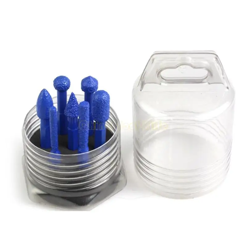 57qf 7 peças diamantes cabeças moagem definir haste hexagonal para escultura polimento precisão superfícies metal